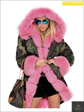 Women Thicken Warm Winter Down Parka Hooded Fleece Fur Long Coat